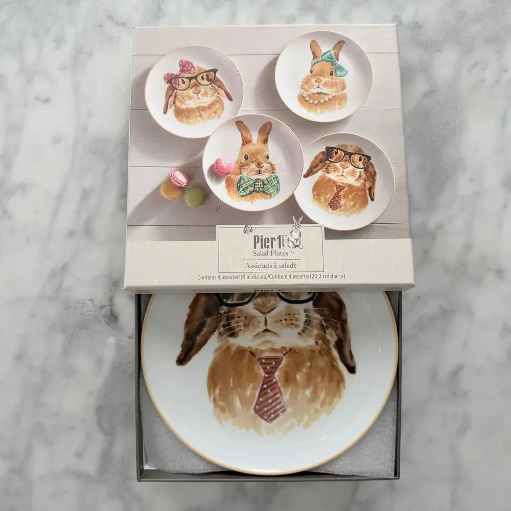 Pier 1 Bunny Face Easter Plate 4pc 8